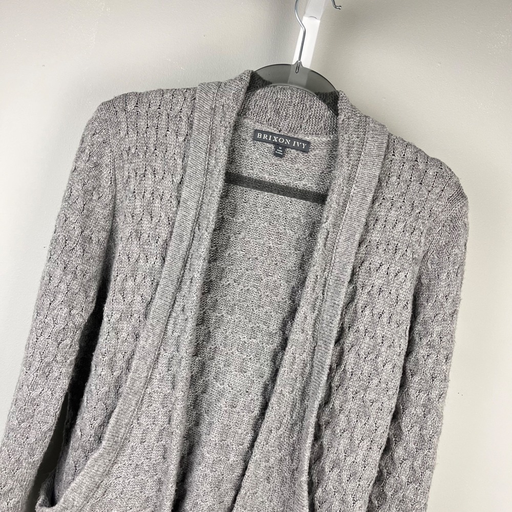 Brixon Ivy Cardigan Sweater Womens M Gray Knit Open Front Boho Cozy